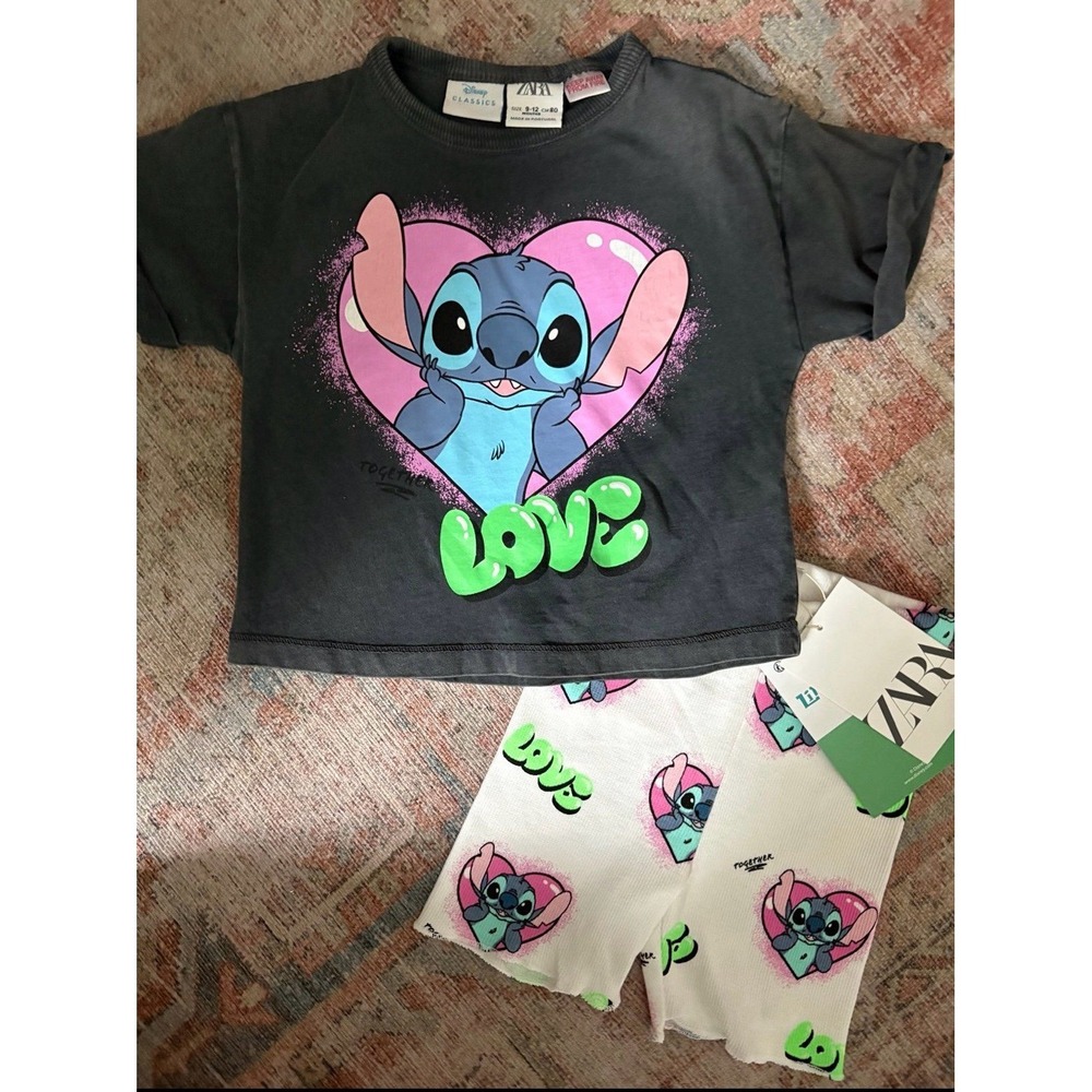 Zara / Disney Lilo & Stitch T-Shirt and biker shorts
